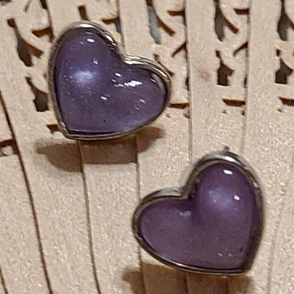 Vintage Other - Purple Hearts Kids Earrings